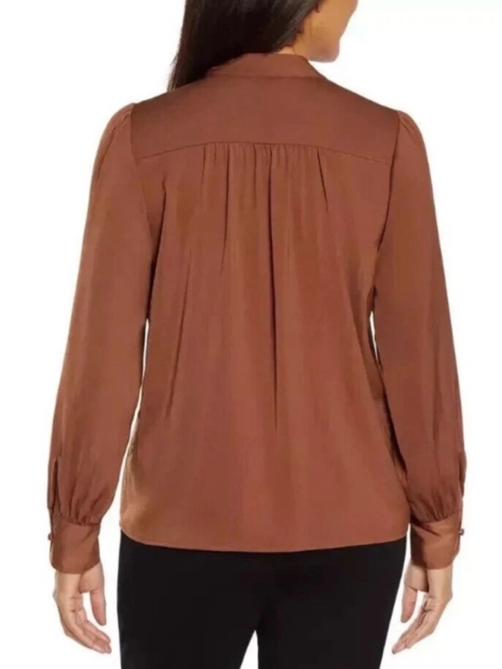 Banana Republic Rust Brown V-Neck Long Sleeve Blouse - Picture 4 of 7